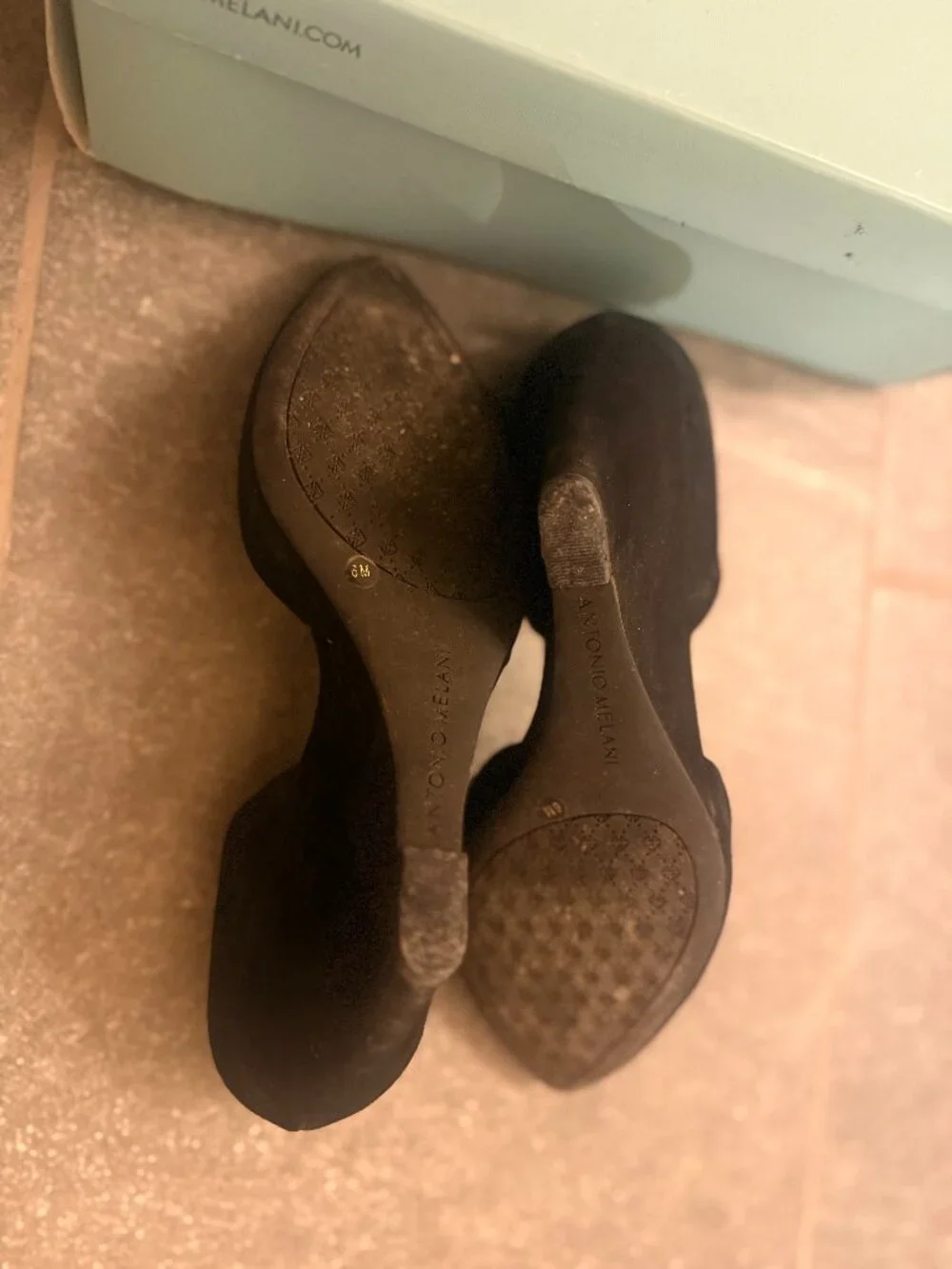 Antonio Melani Chance Black Suede Wedge Heels